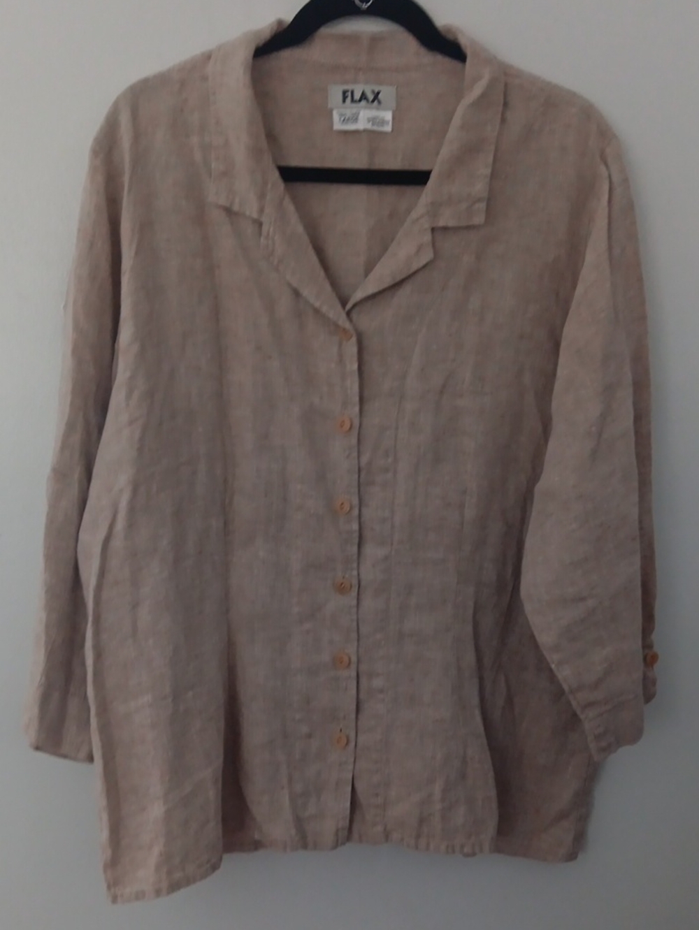 Flax Linen Button-Up  Three Quarter Sleeve Shirt #3867